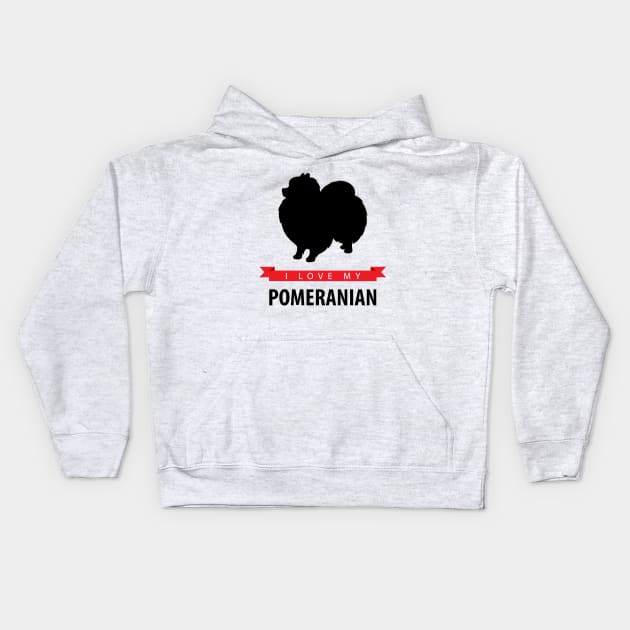 I Love My Pomeranian Kids Hoodie by millersye